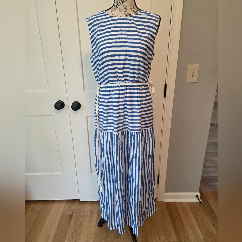 Nautical Blue and White Striped Maxi Dress-NWT